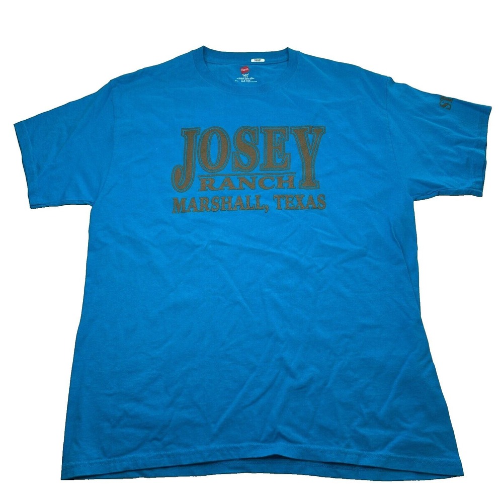 Hanes Tagless Josey Ranch Marshall Texas Mens Blue T-shirt Cotton Large